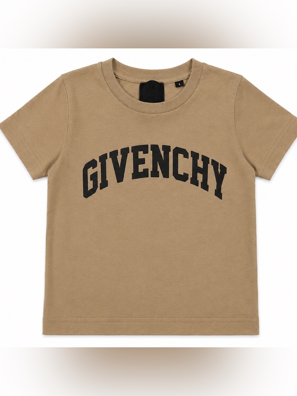 Givenchy Kids Boys Size 4 Tan Beige Logo T-Shirt 4G Designer Tee